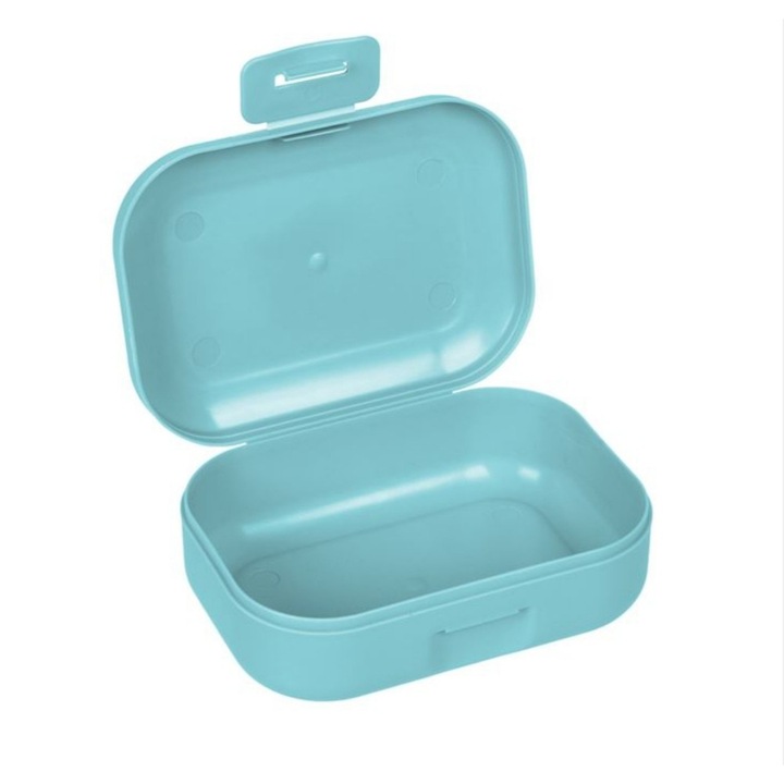 Пластмасова сапунерка за пътуване в ментово с клип, 11x8x3.5см