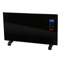 Convector electric de podea Zass ZKG 01, 2000 W, Suprafata de sticla, Touch screen, Afisaj LCD, 3 functii, Montare pe perete, Negru