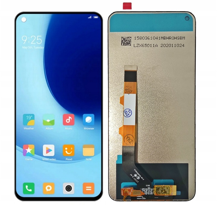 LCD дисплей за Xiaomi Redmi Note 9T, черен