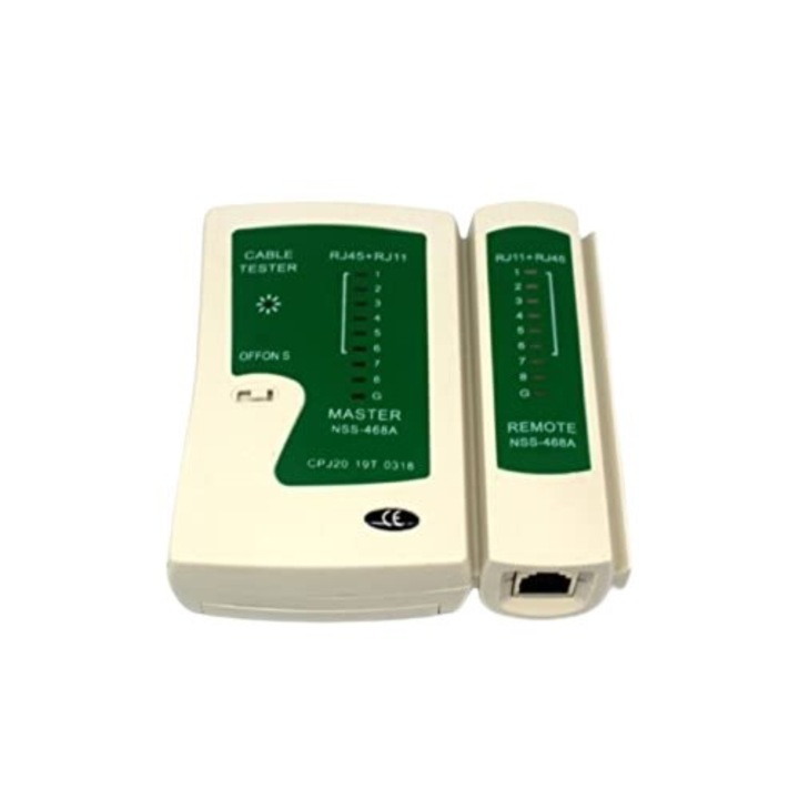 Tester cablu, LAN/Ethernet, 9V, Alb/Verde