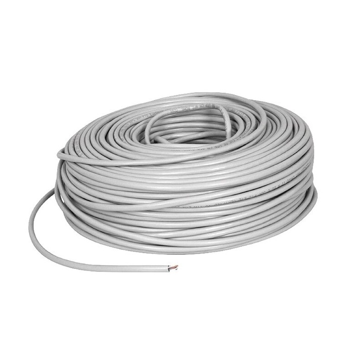 Cablu de retea, 50 m, PVC, Gri