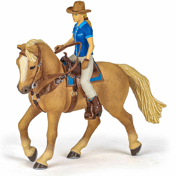 Комплект фигурки Papo - Коне и понита, Cowgirl на кон