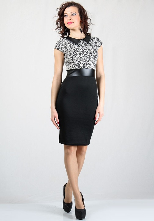 Официална рокля Rumena 27452, Черен/Бял