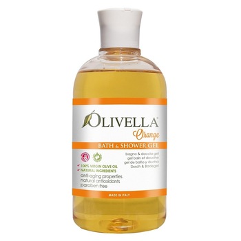 Gel de dus natural Olivella cu ulei de masline si Portocale, 500 ml Gel de dus natural Olivella cu ulei de masline si Portocale, 500 ml