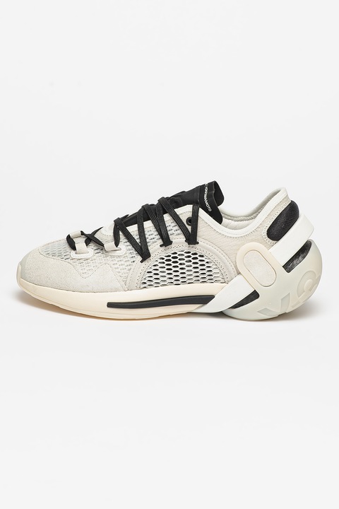 Y-3, Sneaker nyersbőr szegéllyel, Törtfehér, 39 1/3