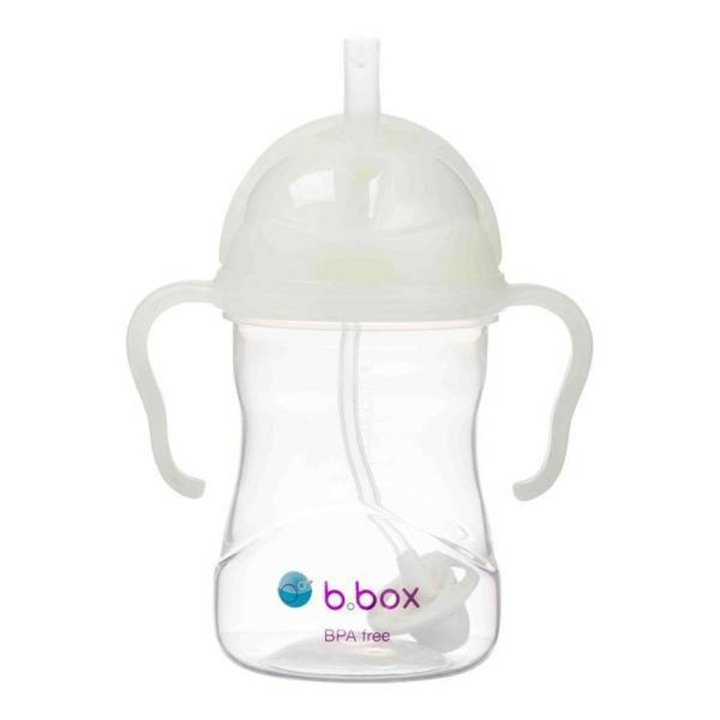 Csésze kiömlésgátló szívószálas, B.Box, +6 hónap, 240 ml, Fehér