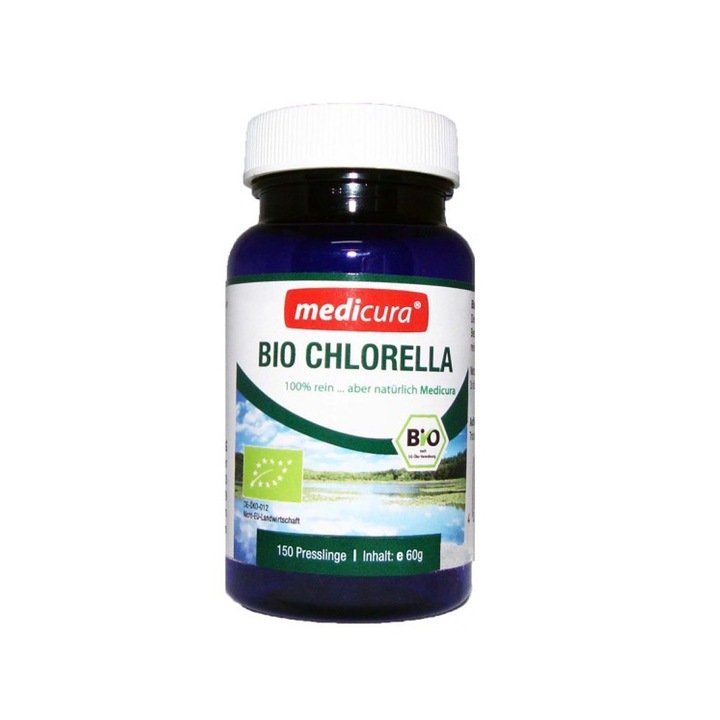 Chlorella Organic 100% pentru detoxifierea organismului, 150 tablete, Medicura