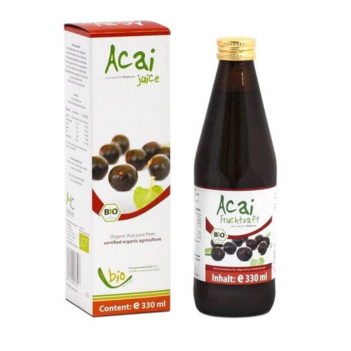 Suc de Acai Organic bogat in antioxidanti, 330ml, Medicura