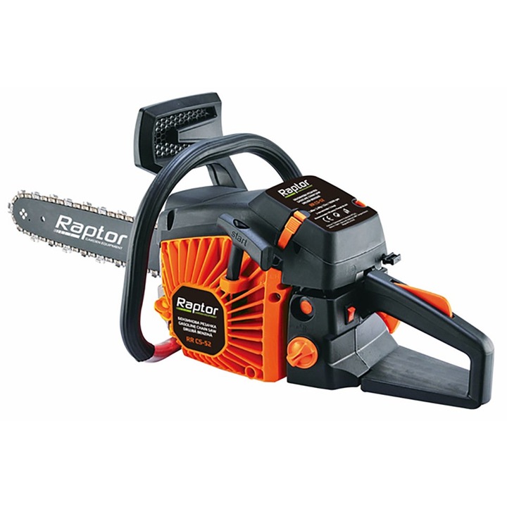 Верижен трион RAPTER RR CS-52, Бензинов 52 CC, 1.8 Kw, 2.4 Hp, 400 мм дължина на шината