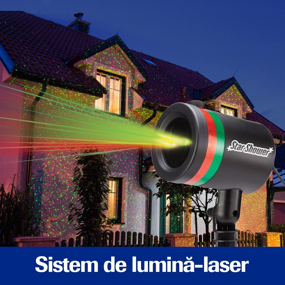 Star Shower Motion, Proiectie lumini laser, Static si miscator, Efect 3D holografic, si interior - eMAG.ro