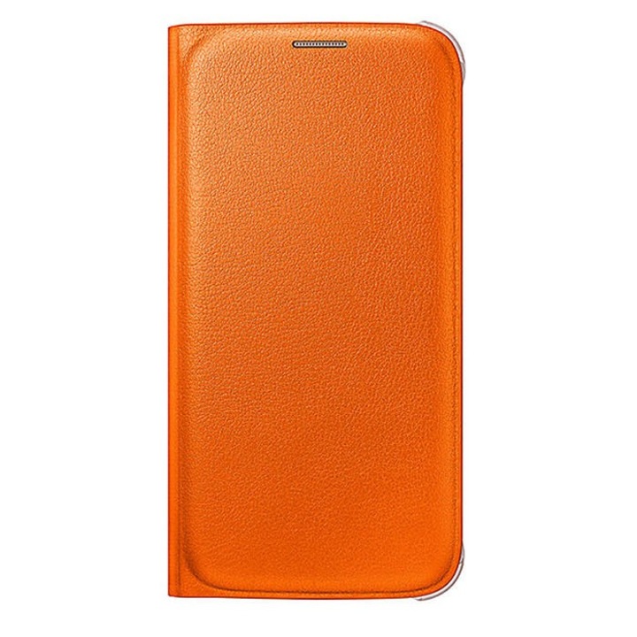 Кейс Samsung Flip Wallet Cover EF-WG920POEGWW за Samsung Galaxy S6, Кожа, Оранжев