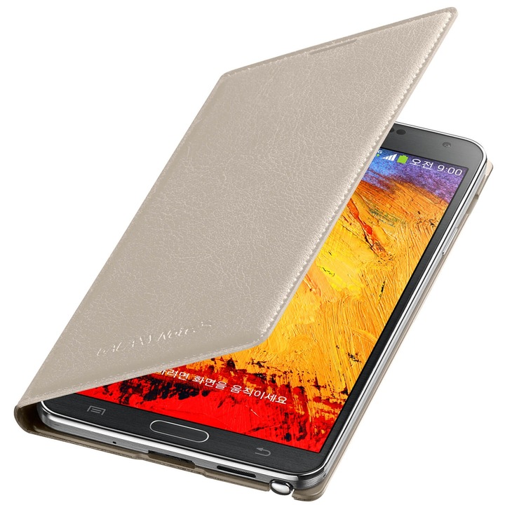Калъф Samsung Flip Wallet Cover EF-WN900BUEGWW за Samsung Galaxy Note 3 N9005, Кожа, Бежав