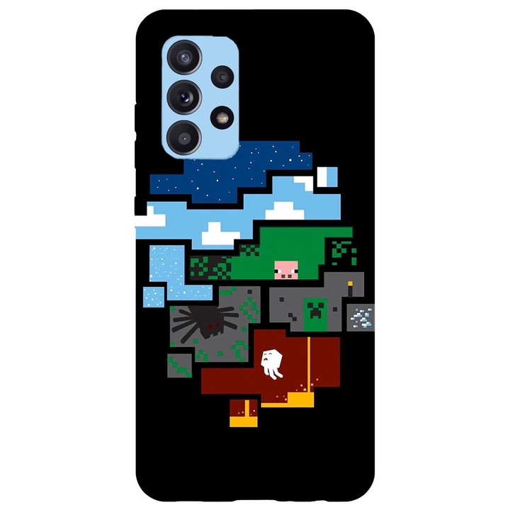 Husa compatibila cu Samsung Galaxy A72 5G model Minecraft Pixels, Silicon, TPU, Viceversa
