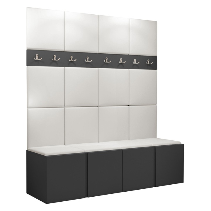 Mobilier pentru hol Tavasz V, MIRJAN24, gri / alb, 46x168x186 cm