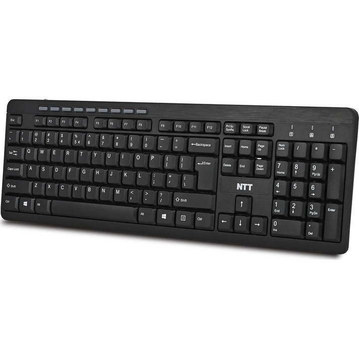 Клавиатура NTT System NTT-KB-UM-106, с кабел, черна, US оформление
