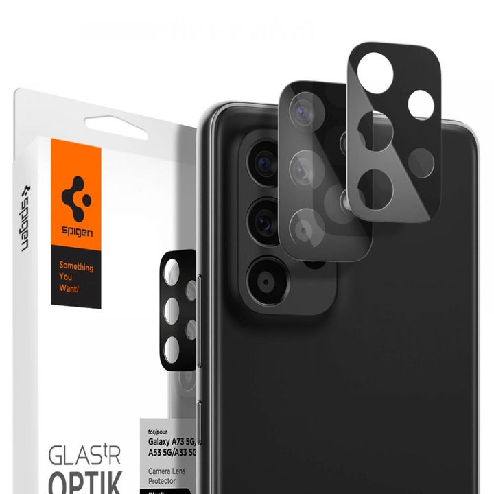 Стъклен протектор Spigen Optik.TR Camera Lens за Samsung Galaxy A33 5G / A53 5G / A73 5G, Black