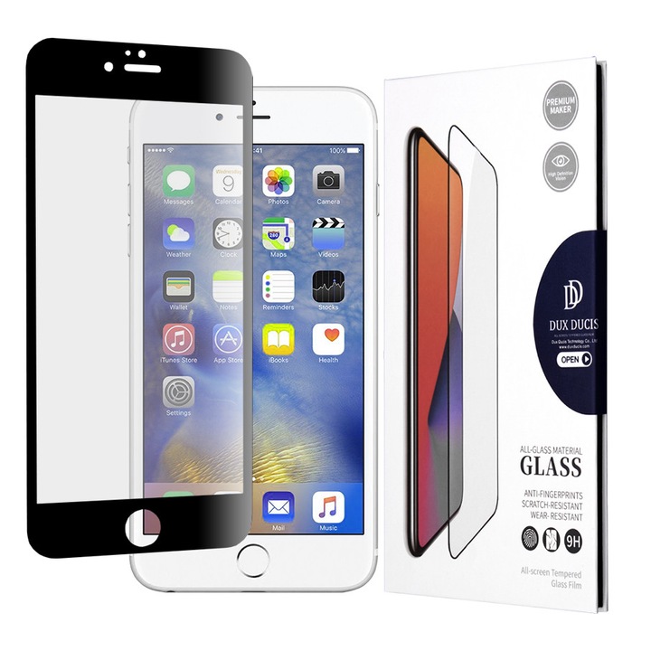 Folie Armor Shield за iPhone 6 Plus/6s Plus, тънък протектор, закалено стъкло, Q1505, нечуплив кристал, интензивен мрак