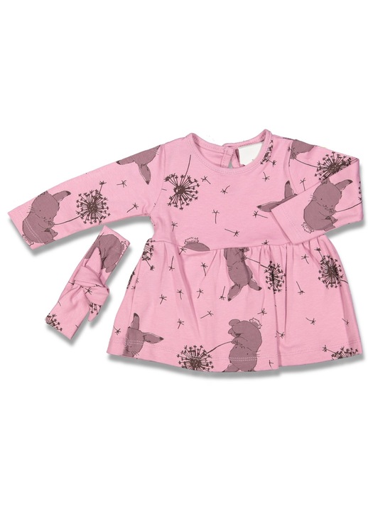 Set compleu copii Iepuras, Motat, 2 piese, 100% bumbac, lila