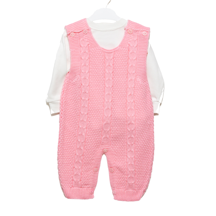 Set compleu copii Tricot, Motat, 2 piese, bumbac/acril, Roz