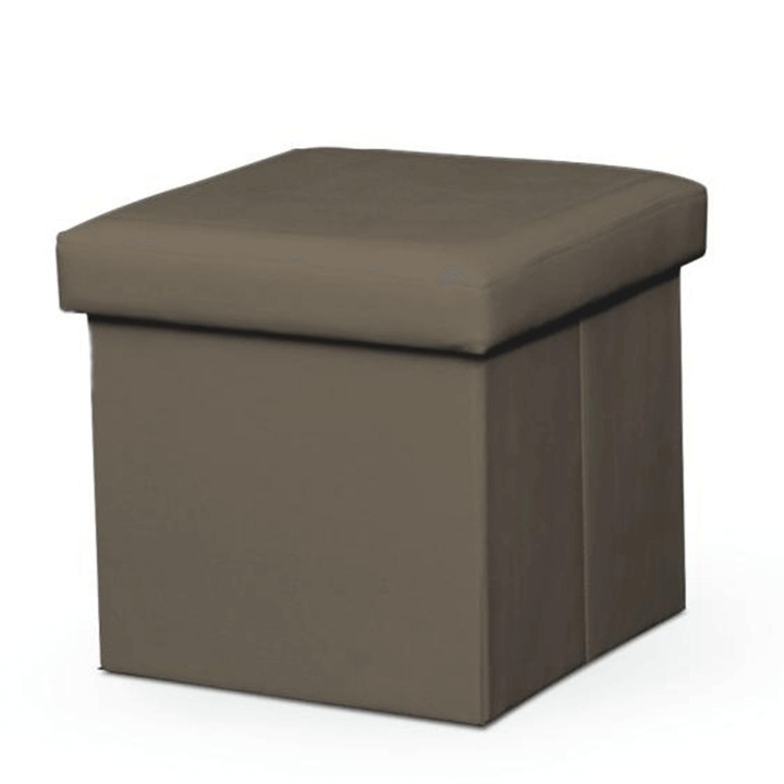 Сгъваема табуретка кафява еко кожа Tela, Decorer, 40 x 40 x 37 см