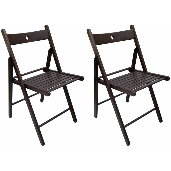 Set 2 scaune pliante lemn, wenge, 77 x 44 x 51 cm