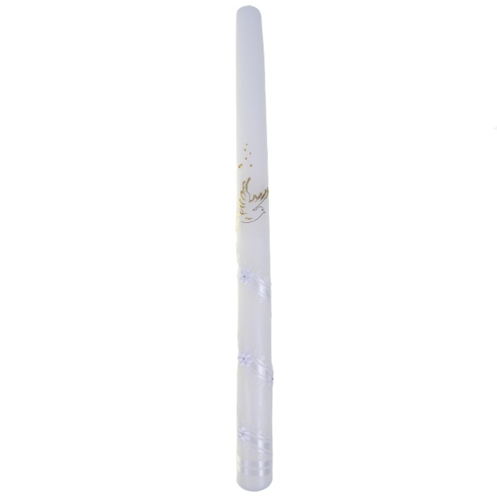 Lumanare pentru botez 40 cm x 3 cm Mini Junior LB-123A, Alb