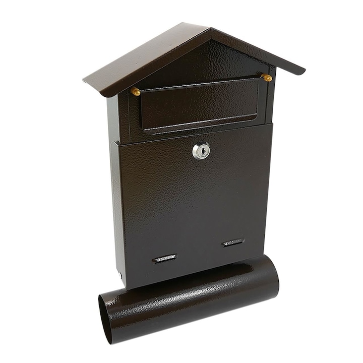 Пощенска кутия с място за вестник Damech, Формат B6, Кафяв, 23 x 7 x 37.5 см
