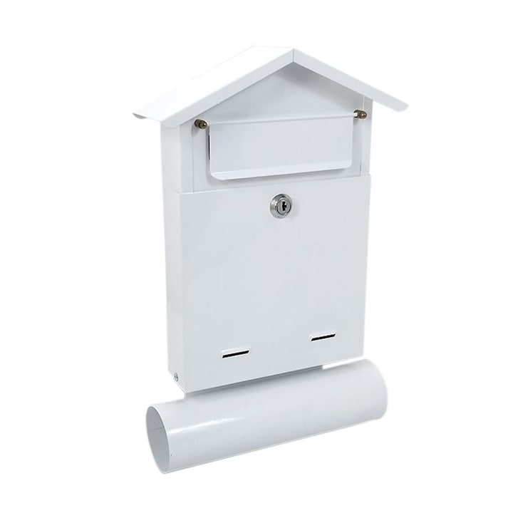 Пощенска кутия Damech, С място за вестник, Формат B6, Бял, 23x7x37,5 см