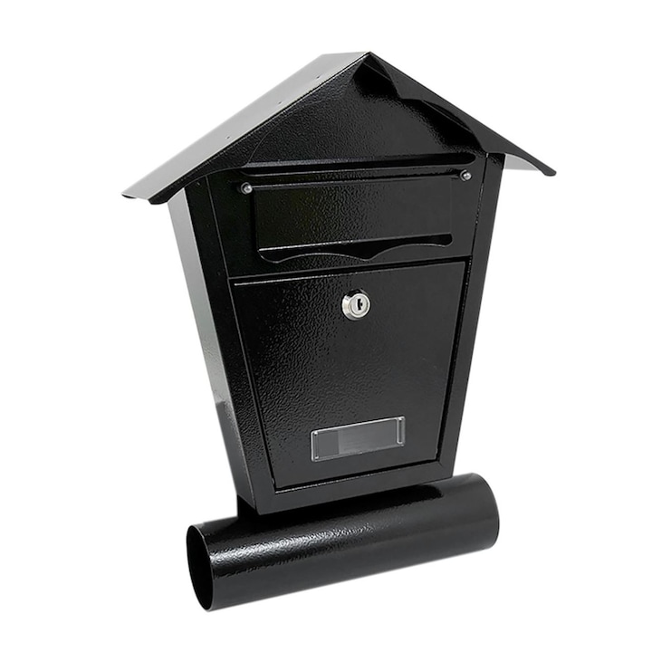 Пощенска кутия Damech, С място за вестник, Черен, Формат B6, 29.5x7.5x37.5 см