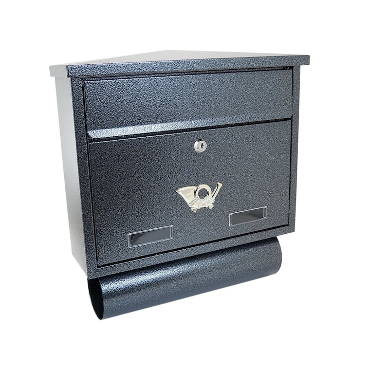 Пощенска кутия Damech, С място за вестник, Формат C4, Тъмносребрист, 39x12x41 см
