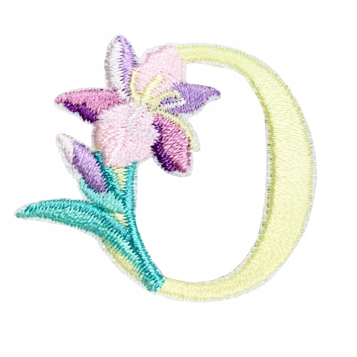 Petic Textil, Little Angel, Scrisoare O cu flori, Galben, 4 cm x 3.5 cm