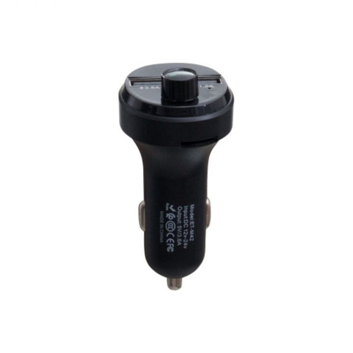 Bluetooth FM adó Digital One SP00351, M42, Bluetooth v.5.0 + USB 3.1A, 12-24v, Gyorstöltés, Kihangosító