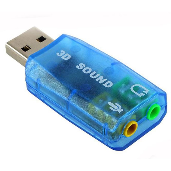 Placa de sunet USB 3D Sound, intrare microfon si iesire audio
