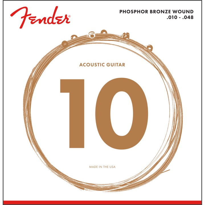 Corzi pentru chitară acustică Fender 10-48, Bronz fosforic