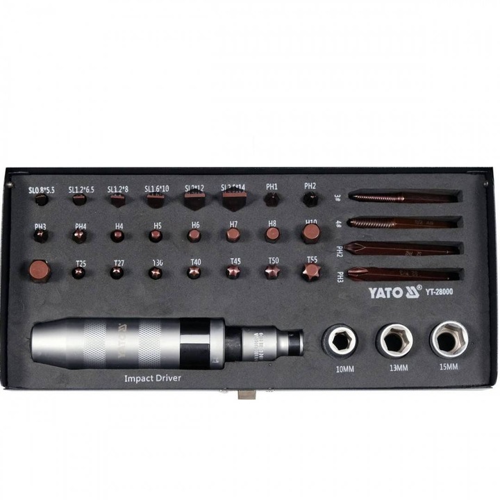 Yato YT-28000 impact csavarhúzó készlet, 32 bites, króm-vanádium