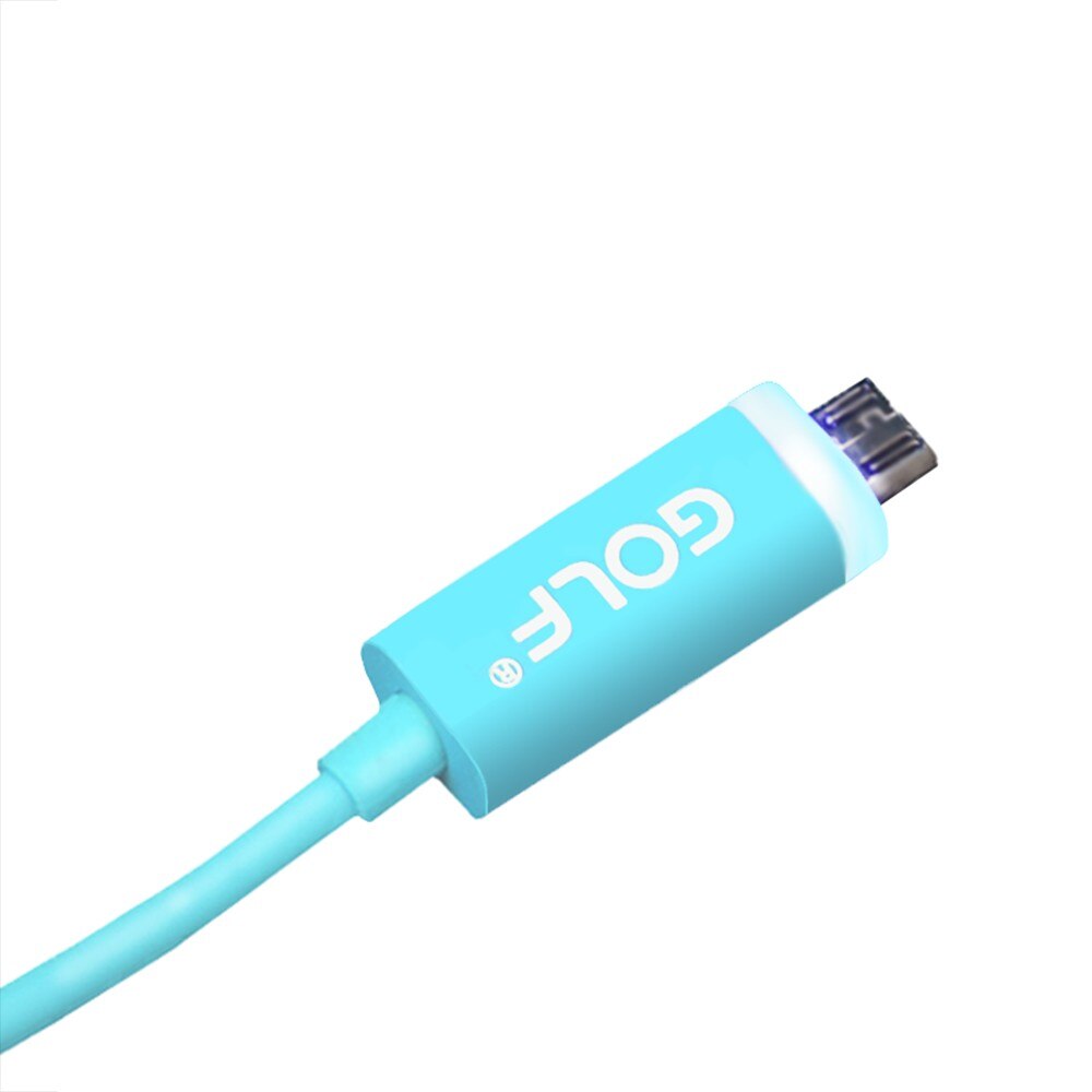 Cablu de incarcare si date cu LED Akyta, 1 metru, Golf series, Vers2, Android, blue