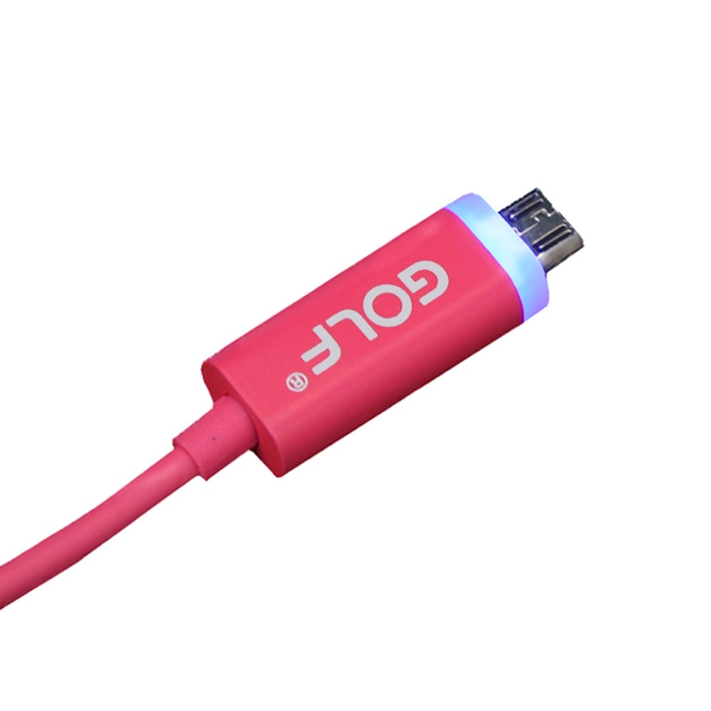 Cablu de incarcare si date cu LED Akyta, 1 metru, Golf series, Vers2, Android, pink
