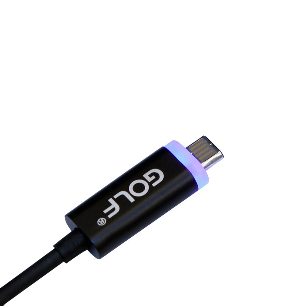 Cablu de incarcare si date cu LED Akyta, 1 metru, Golf series, Vers2, iPhone 5/6, black