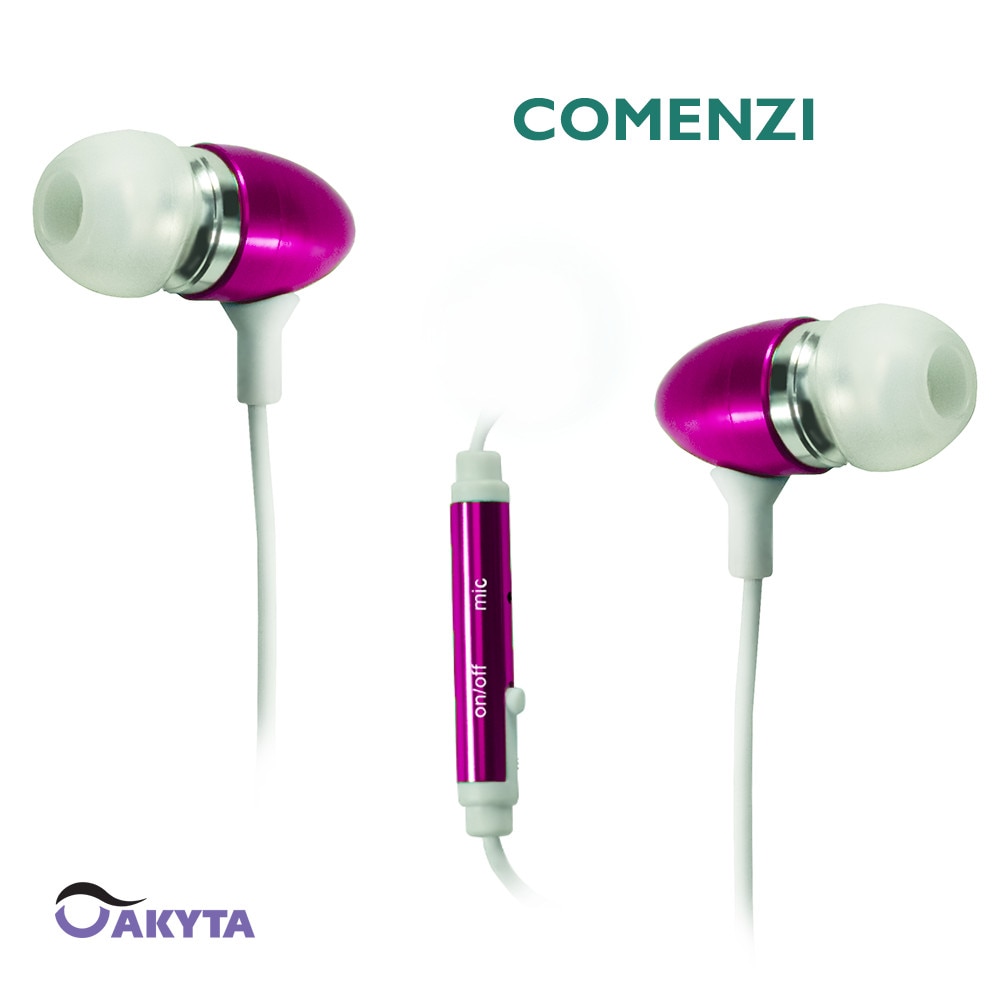 Casti in ear cu microfon Akyta B013, roz