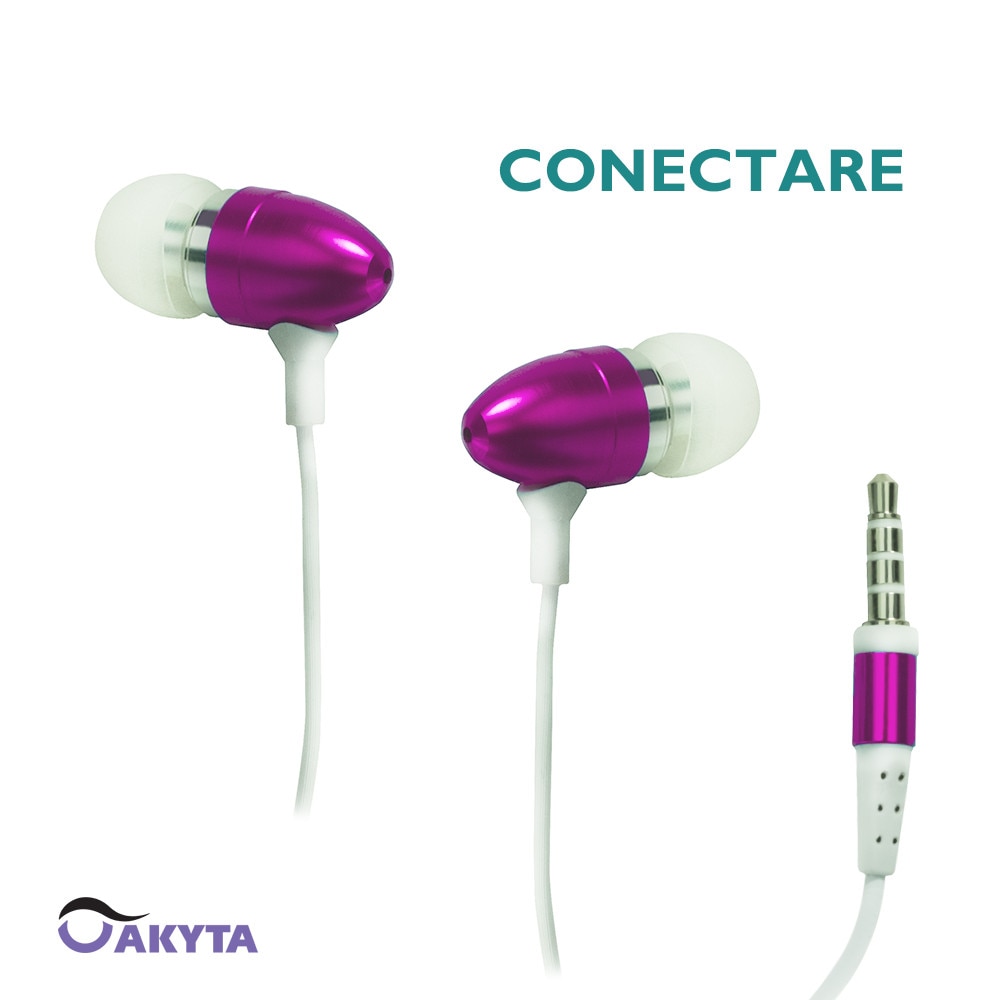 Casti in ear cu microfon Akyta B013, roz