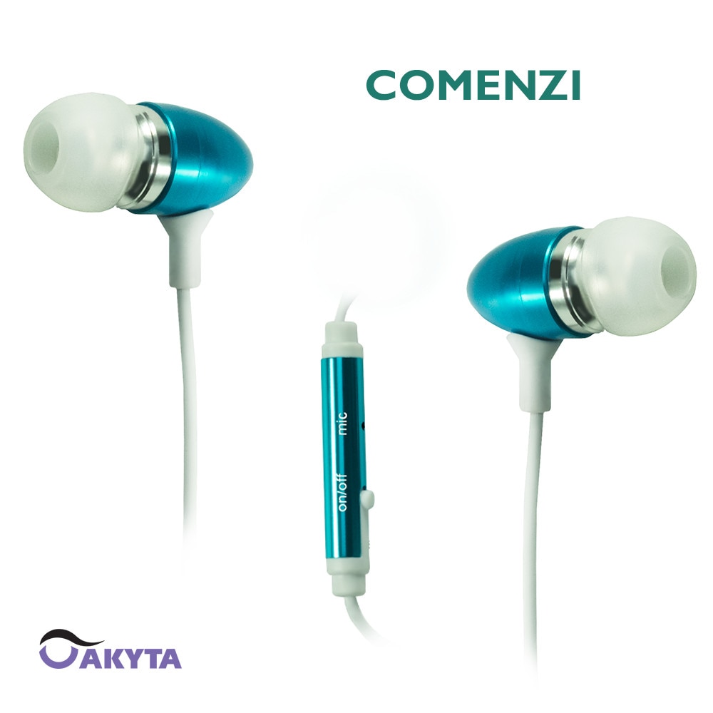 Casti in ear cu microfon Akyta B013, bleu