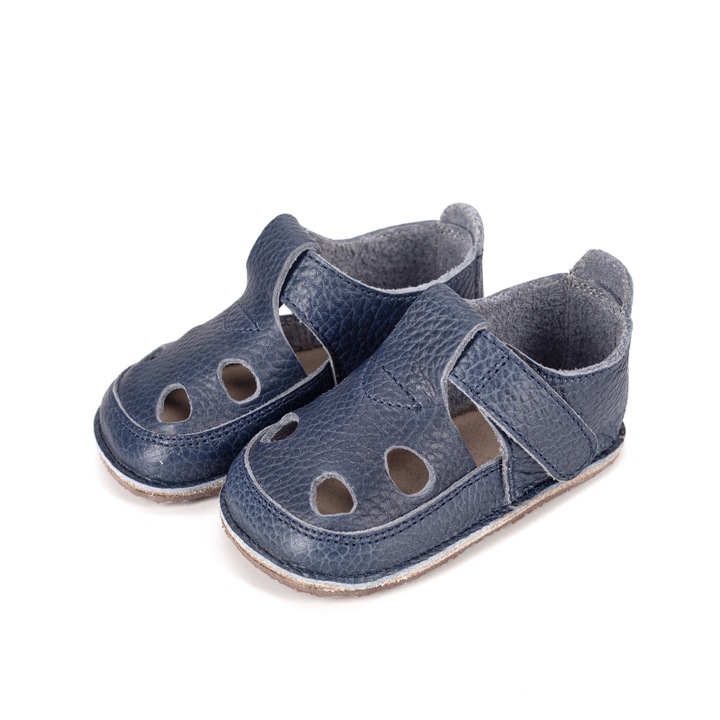 Детски сандали от естествена кожа Tega Shoes Първи стъпки, Тъмносин