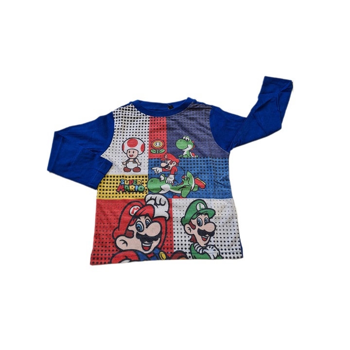 Детска тениска, Super Mario, дълъг ръкав, синя