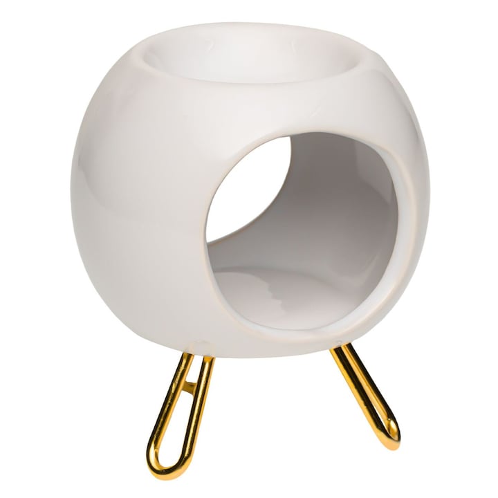 Suport ceramic aromaterapie pentru uleiuri esentiale, alb, 8,5x11 cm