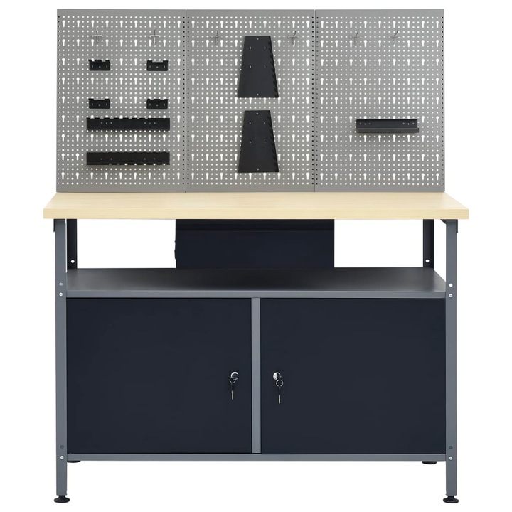 Banc de lucru vidaXL, Otel, 120 x 60 x 85 cm, Negru