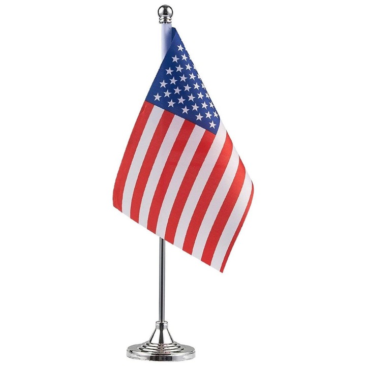 Stegulet Statele Unite ale Americii, pentru birou, 15 x 24 cm, cu suport cromat