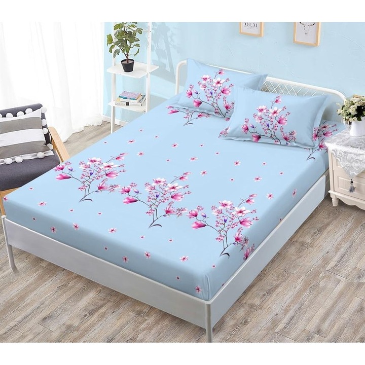 Finet ágytakaró szett, 3 db Elegant Home, 2 db párnahuzat, ágyhoz 180x200cm, rózsaszín kék