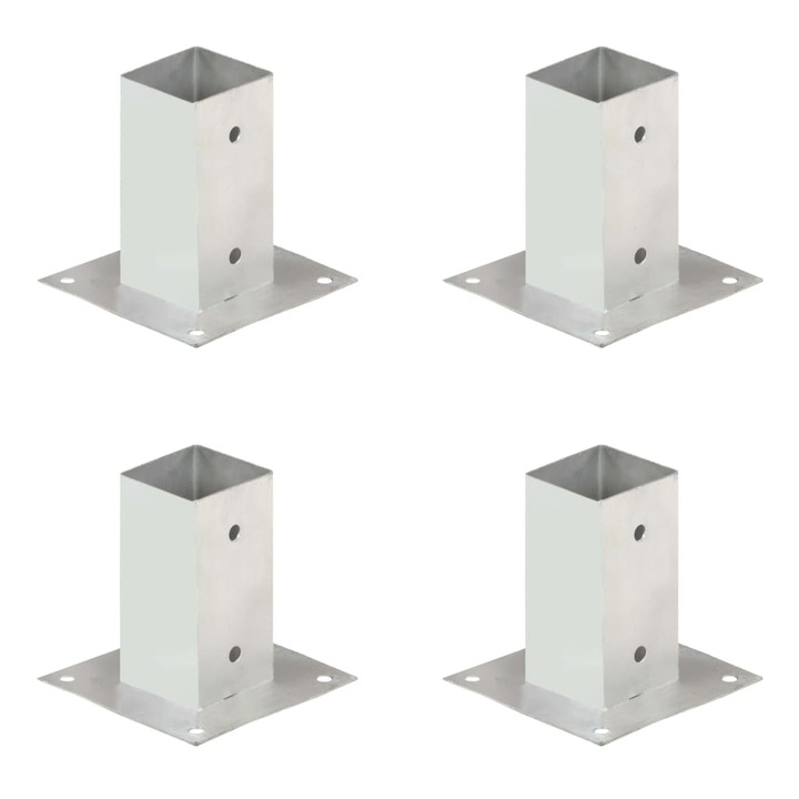 Set suporti stalp vidaXL, 4 buc., metal galvanizat, 71 mm 3.1 kg 145447