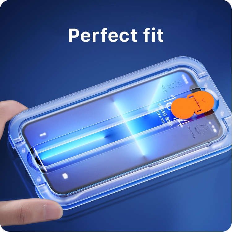 Folie sticla compatibila cu iPhone 13 Pro, decupaje minime, instalare usoara cu easy fit, Protectie ecran 2.5D, Transparenta
