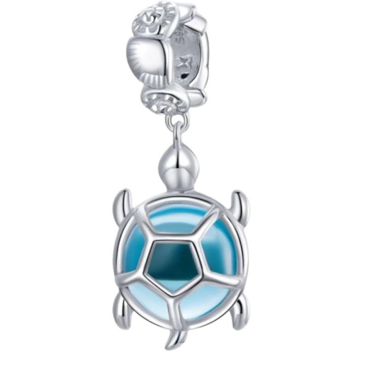 Ezüst 925 Blue Turtle bűbáj